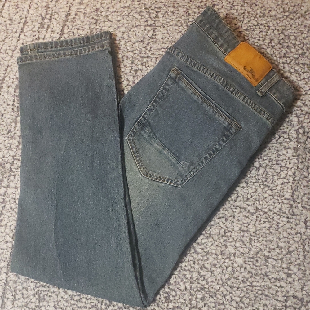 Classic Blue Denim Jeans Stretch Bootcut Flare Medium Wash Denim Vintage New